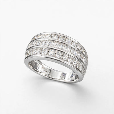 10K White Gold Diamond Band Ring 0.40 ct Natural, Size 7, 5.3g