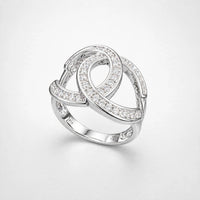 14K White Gold Women’s Ring 0.50 ct Natural Double C, Size 6, 4.8g