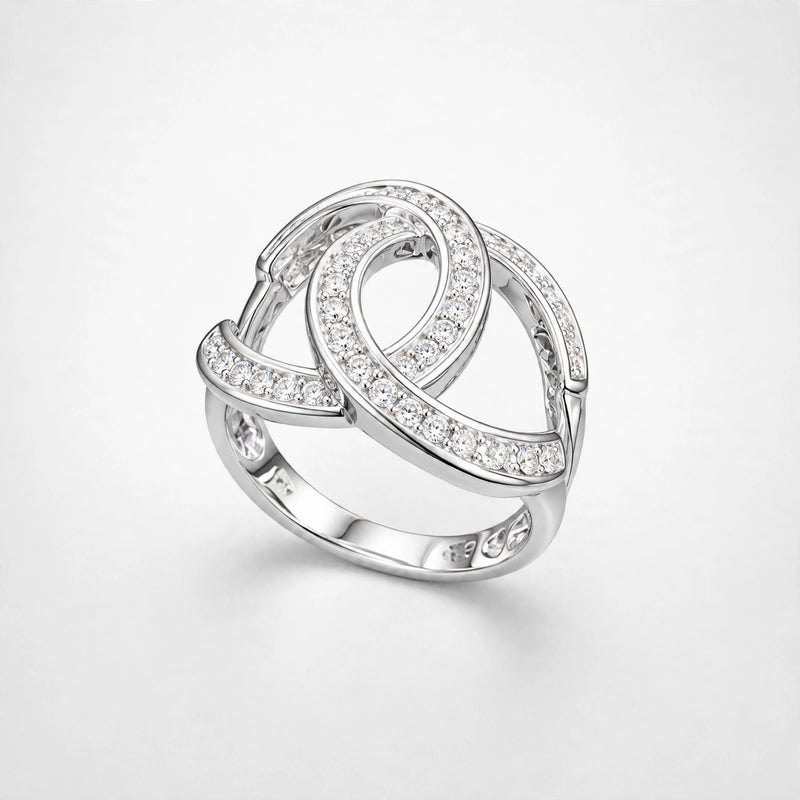 14K White Gold Women’s Ring 0.50 ct Natural Double C, Size 6, 4.8g