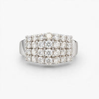 14K White Gold Diamond Pave Ring 0.75 ct Natural, Size 8.5, 4.7g