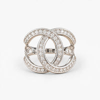 14K White Gold Women’s Ring 0.50 ct Natural Double C, Size 6, 4.8g