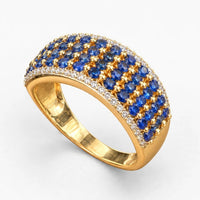 10K Yellow Gold Women’s Ring 0.12 ct Natural & Sapphire, Size 7, 3.3g