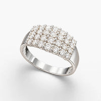 14K White Gold Diamond Pave Ring 0.75 ct Natural, Size 8.5, 4.7g