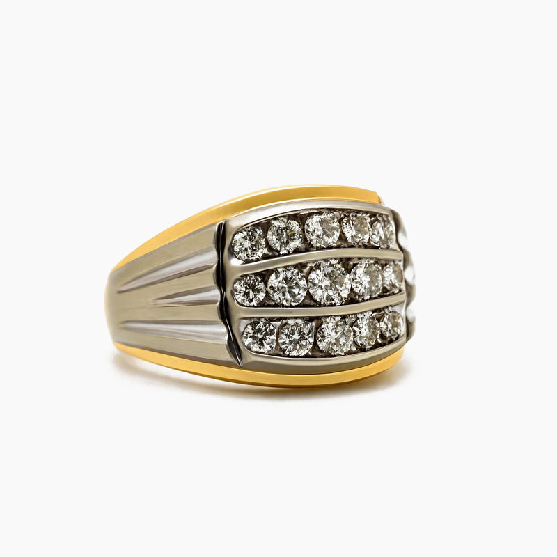 10K Yellow Gold Vertical Bar Ring with 1.20 ct Natural Diamond, Size 10, 7.9g
