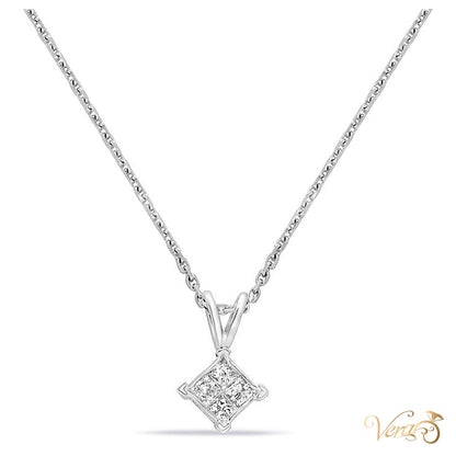 10K White Gold Diamond Pendant – 0.20ct – 13.5mm - alternate view