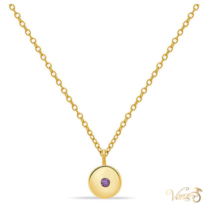 14K Yellow Gold Amethyst Pendant with Chain 18" - alternate view