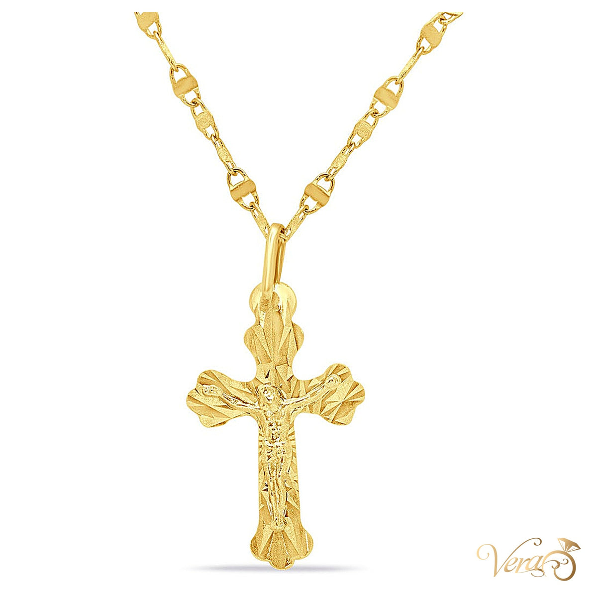 18K Yellow Gold Crucifix Pendant Necklace – 19", 3.11g - alternate view