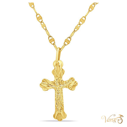 18K Yellow Gold Crucifix Pendant Necklace – 19", 3.11g - alternate view