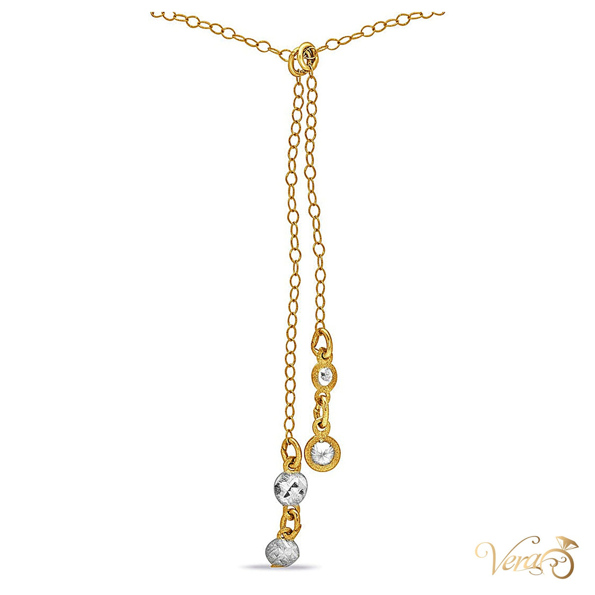 10K Yellow Gold Fancy Pendant Necklace with CZ – 18", 0.62g - alternate view