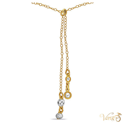 10K Yellow Gold Fancy Pendant Necklace with CZ – 18", 0.62g - alternate view