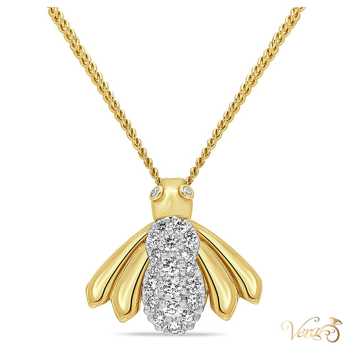 14K Yellow Gold Moth Pendant with 0.80 ct Natural Diamond – 20mm, 6.68g - alternate view