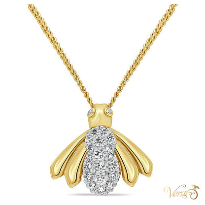 14K Yellow Gold Moth Pendant with 0.80 ct Natural Diamond – 20mm, 6.68g - alternate view