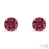 14K Yellow Gold Amethyst Stud Earrings, 4.8mm, 0.62g