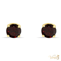 14K Yellow Gold Garnet Stud Earrings, 4.7mm, 0.63g