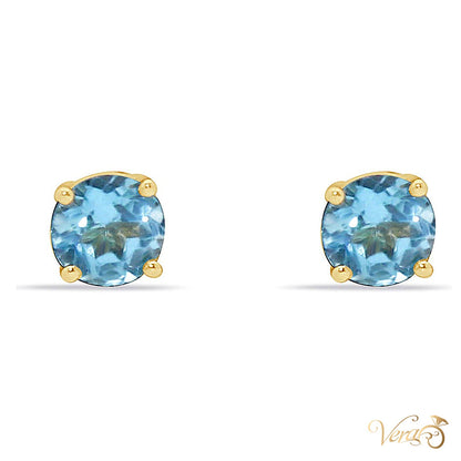 14K Yellow Gold Topaz Stud Earrings, 5mm, 0.65g - alternate view