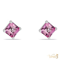 14K White Gold Amethyst Stud Earrings, 4.8mm, 0.93g