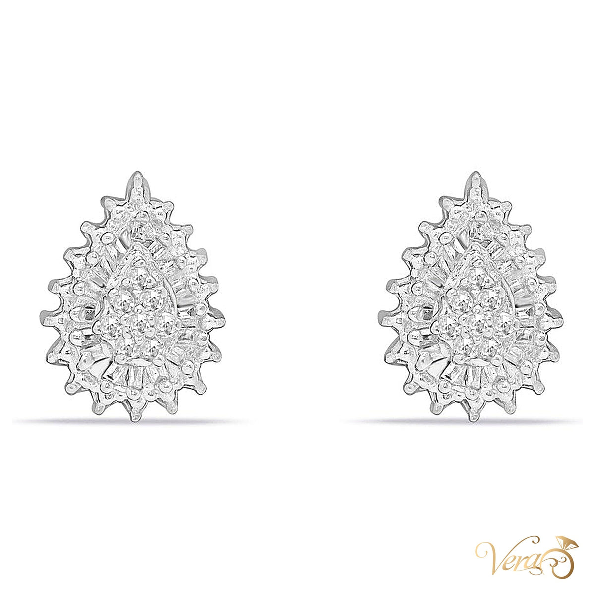 10K White Gold Diamond Stud Earrings, 0.30 ct, 12mm, 2.6g - alternate view