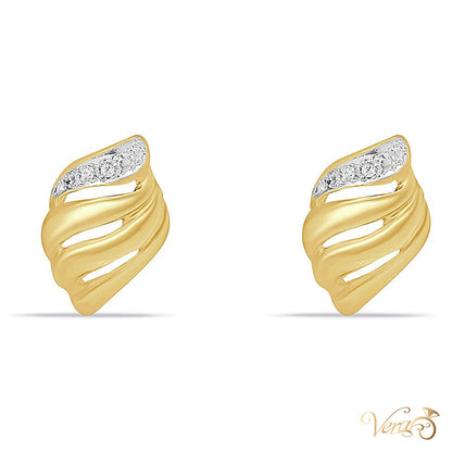 18K Yellow Gold Diamond Stud Earrings, 0.03 ct, 14mm, 2.3g - alternate view