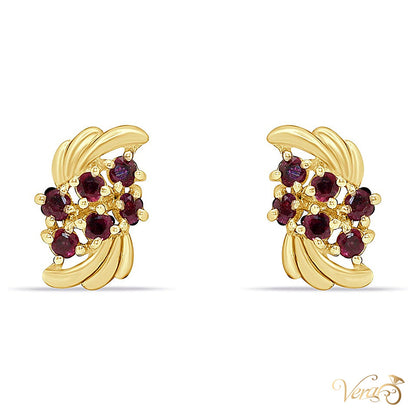 14K Yellow Gold Ruby Stud Earrings, 13mm, 2.4g - alternate view