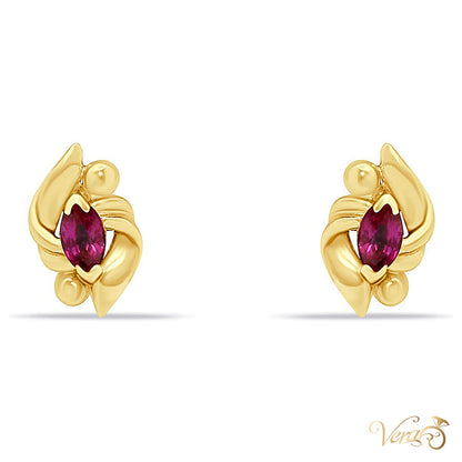 14K Yellow Gold Ruby Stud Earrings, 9mm, 1.4g - alternate view