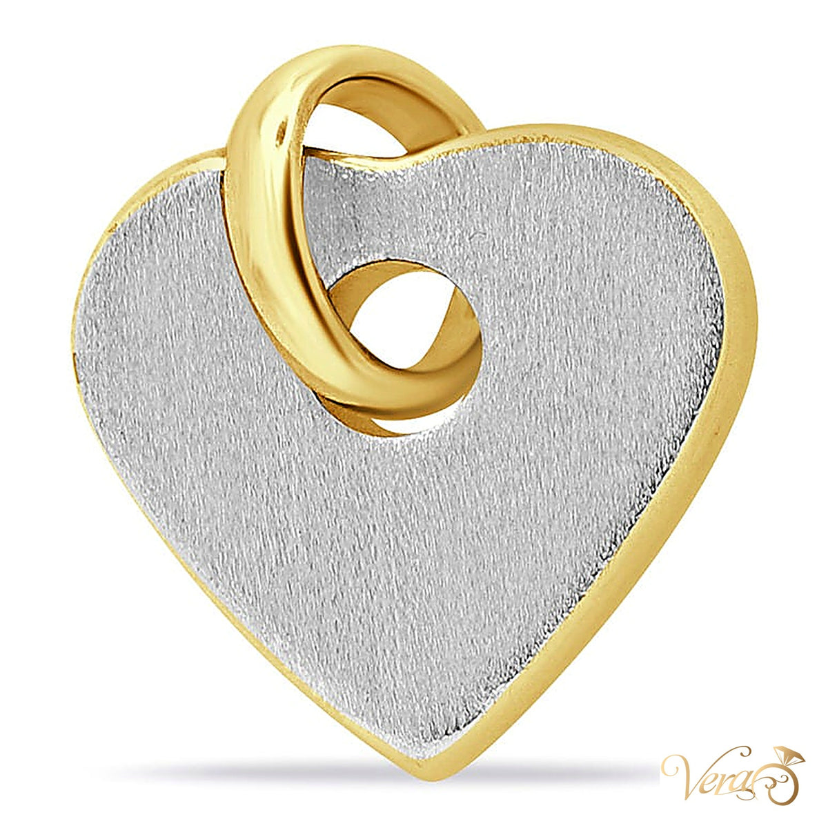 18K White Gold Heart Pendant - alternate view