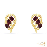 14K Yellow Gold Ruby Stud Earrings, 12mm, 1.9g