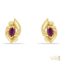 14K Yellow Gold Ruby Stud Earrings, 10mm, 1.6g