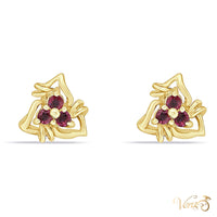 14K Yellow Gold Ruby Stud Earrings, 9mm, 2.2g