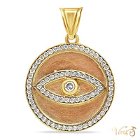 10K Yellow Gold Evil Eye Medal Pendant with CZ