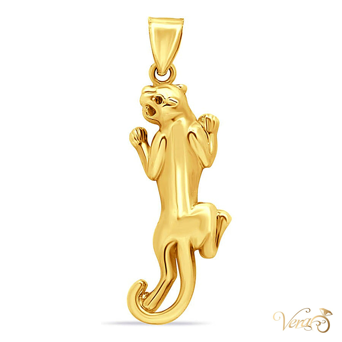 14K Yellow Gold Panther Pendant - alternate view
