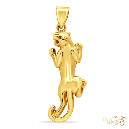 14K Yellow Gold Panther Pendant - alternate view