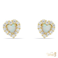 14K Yellow Gold Heart Stud Earrings with CZ, 6mm
