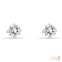 14K White Gold CZ Stud Earrings, 4mm