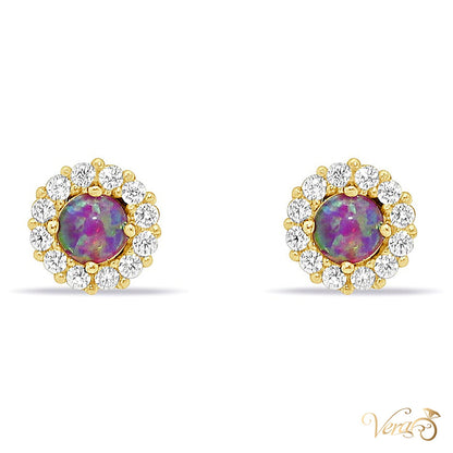 14K Yellow Gold CZ Stud Earrings, 5mm - alternate view