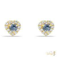 14K Yellow Gold Heart Stud Earrings with CZ, 5mm