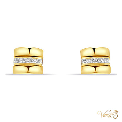 14K Yellow Gold Stud Earrings with CZ, 6mm - alternate view
