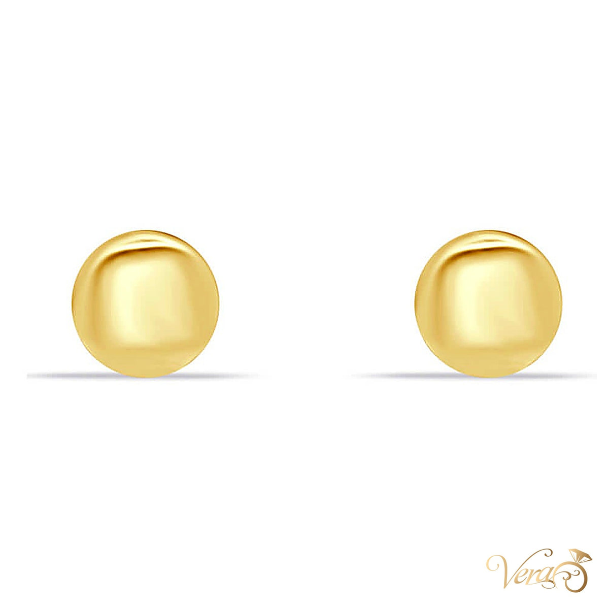 14K Yellow Gold Round Stud Earrings, 3.5mm - alternate view