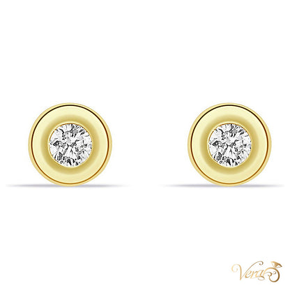 14K Yellow Gold Round Stud Earrings with CZ, 4.7mm - alternate view