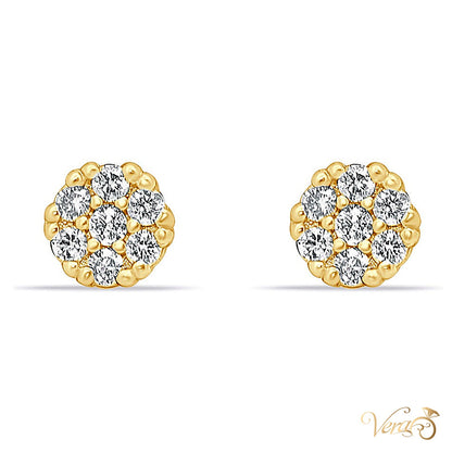 14K Yellow Gold Round Stud Earrings with Natural Diamonds, 0.10 ct, 5mm - alternate view