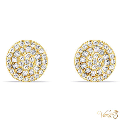 10K Yellow Gold Round Stud Earrings with Moissanite, 10mm - alternate view