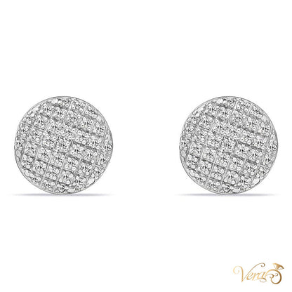10K Yellow Gold Round Stud Earrings with 0.30 ct Natural Diamonds, 10mm, 1.9g - alternate view