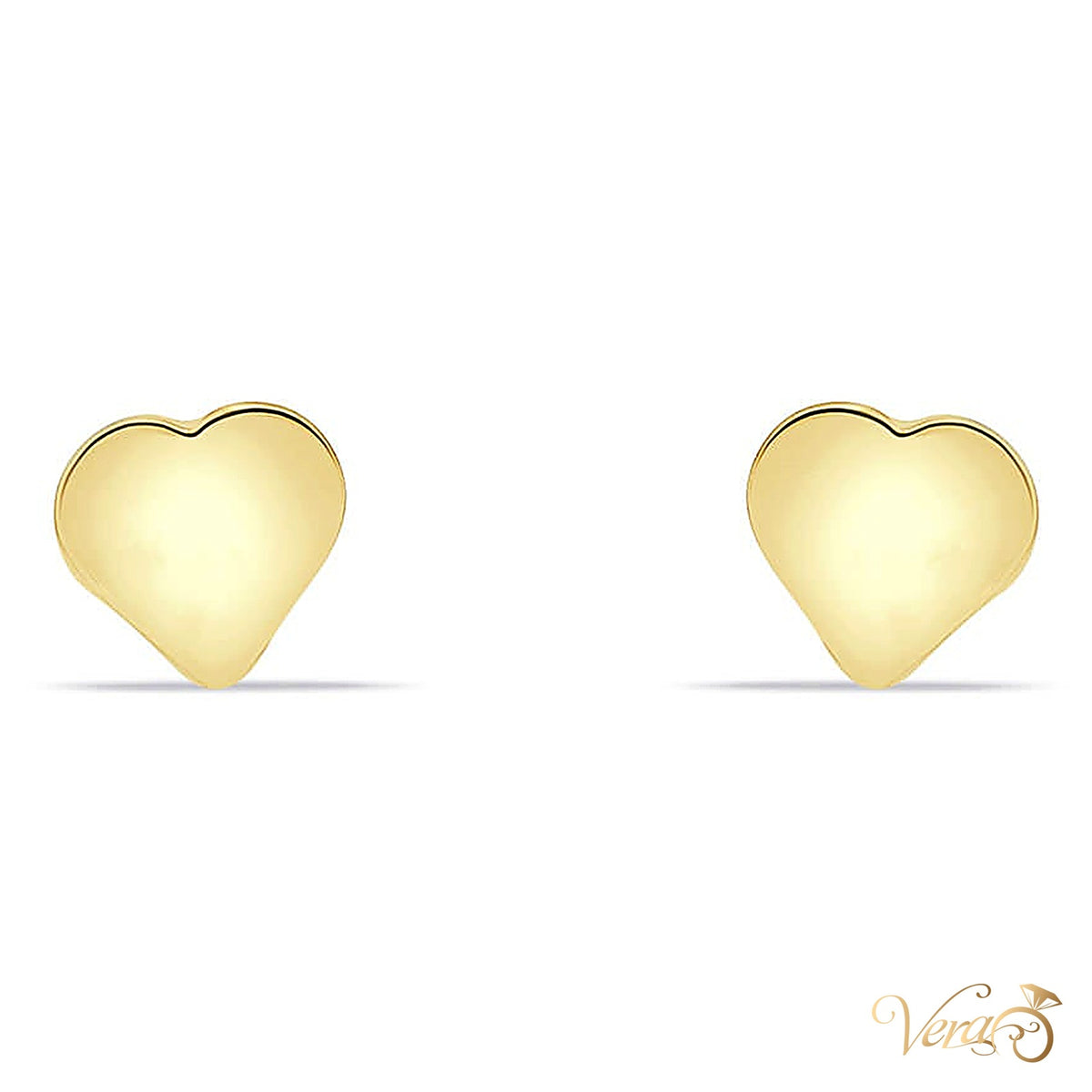 14K Yellow Gold Heart Stud Earrings, 5mm - alternate view