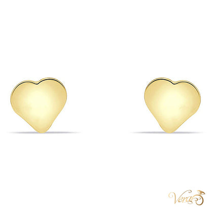 14K Yellow Gold Heart Stud Earrings, 5mm - alternate view
