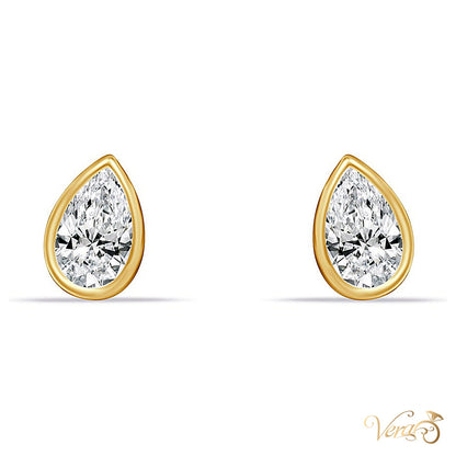 14K Yellow Gold Teardrop Stud Earrings with Cubic Zirconia, 8mm - alternate view