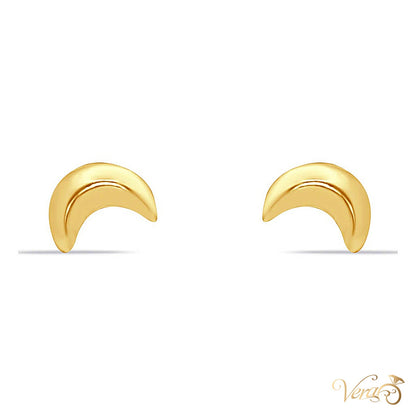 14K Yellow Gold Moon Stud Earrings, 6mm - alternate view