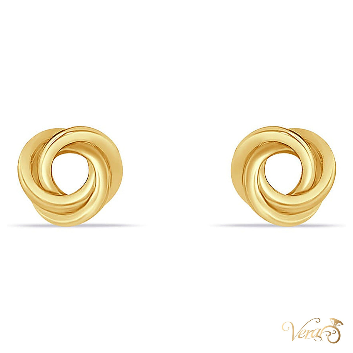 14K Yellow Gold Knot Stud Earrings, 6mm - alternate view