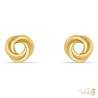 14K Yellow Gold Knot Stud Earrings, 6mm - alternate view