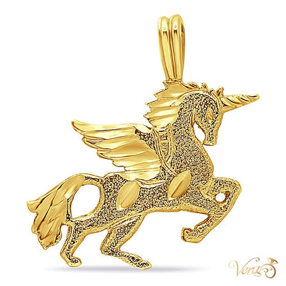 14K Yellow Gold Pegasus Pendant – 24mm - alternate view