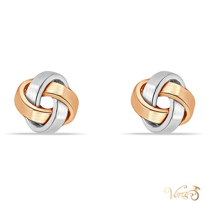 14K Tri-Color Gold Knot Stud Earrings, 6.5mm - alternate view