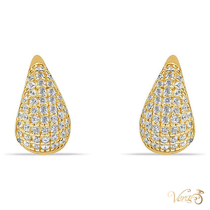 14K Yellow Gold Stud Earrings with Cubic Zirconia, 13mm, 2.6g - alternate view
